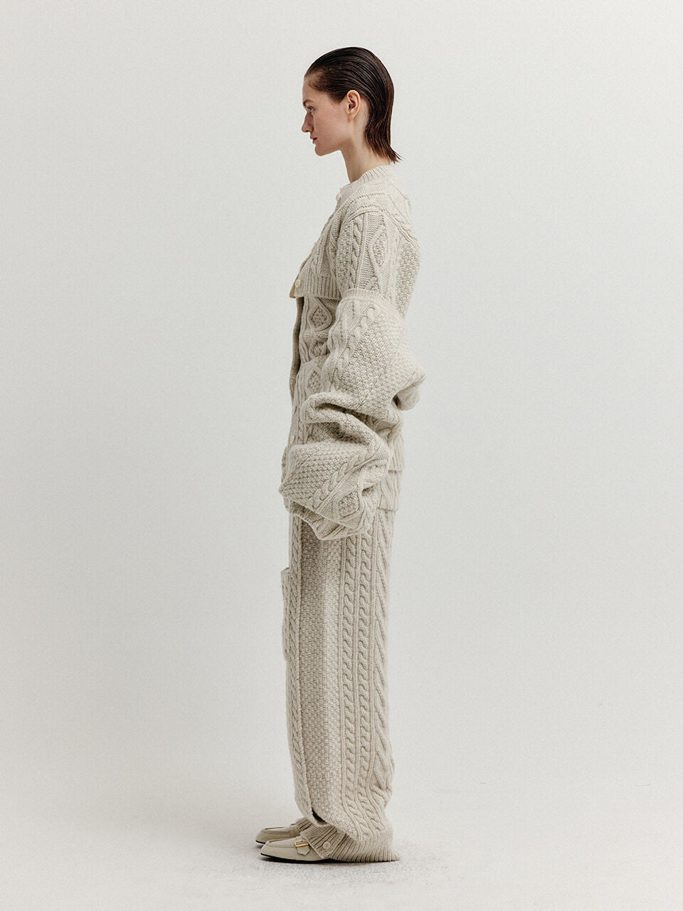 EENK EENK XILI Cable Knit Crop Cardigan - Ivory