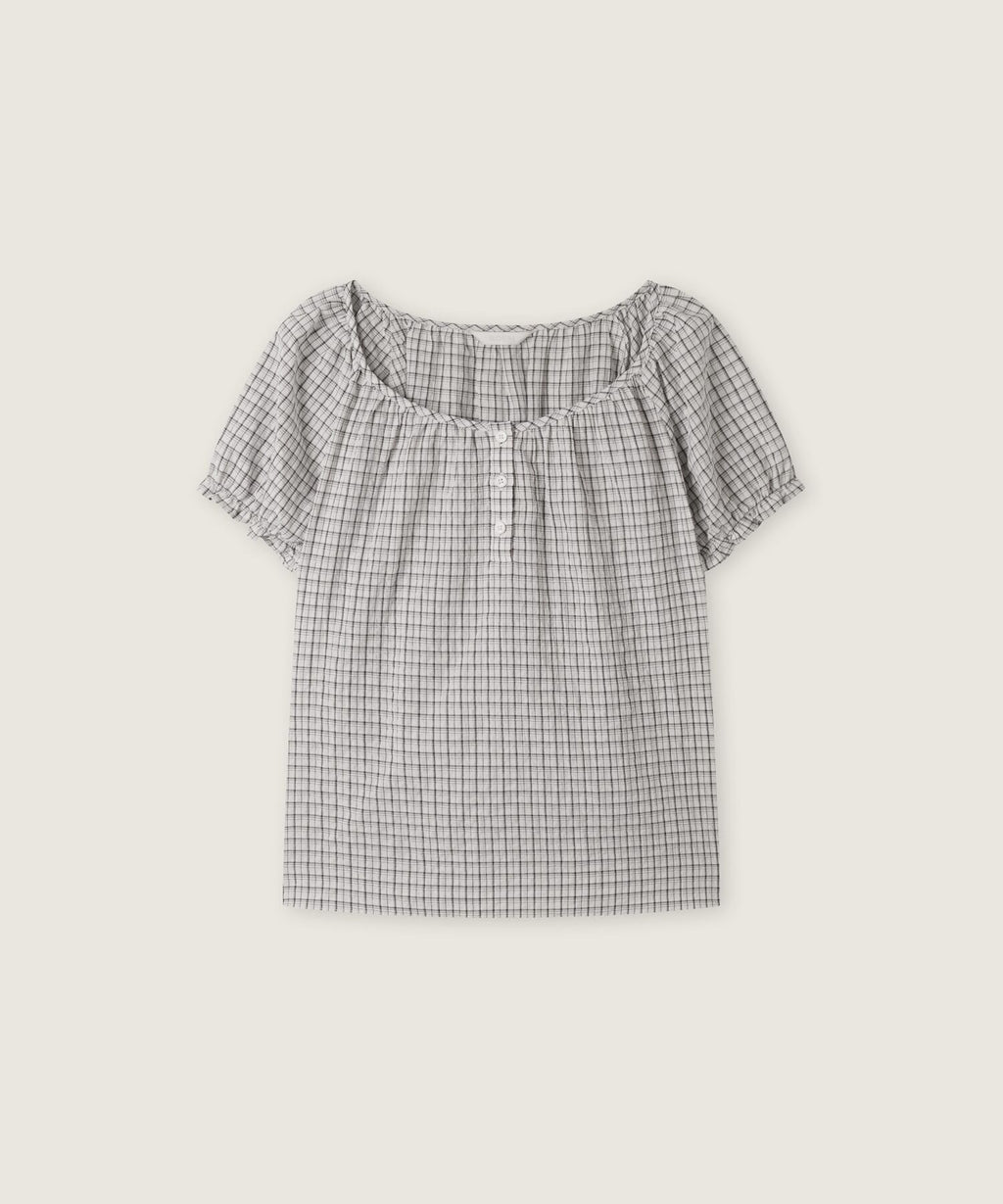 ROEM Neck shirring short sleeve blouse RMBLG37RT1