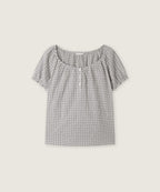 ROEM Neck shirring short sleeve blouse RMBLG37RT1