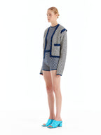 EENK EENK ULTRA Gingham Vest Cardigan - Ivory/Navy