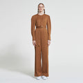 WOVEMENT Belted Wool Jumpsuit Brown WBAFJS001BR