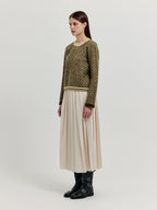 EENK EENK XOUE Check Jacquard Knit Pullover - Khaki/Yellow