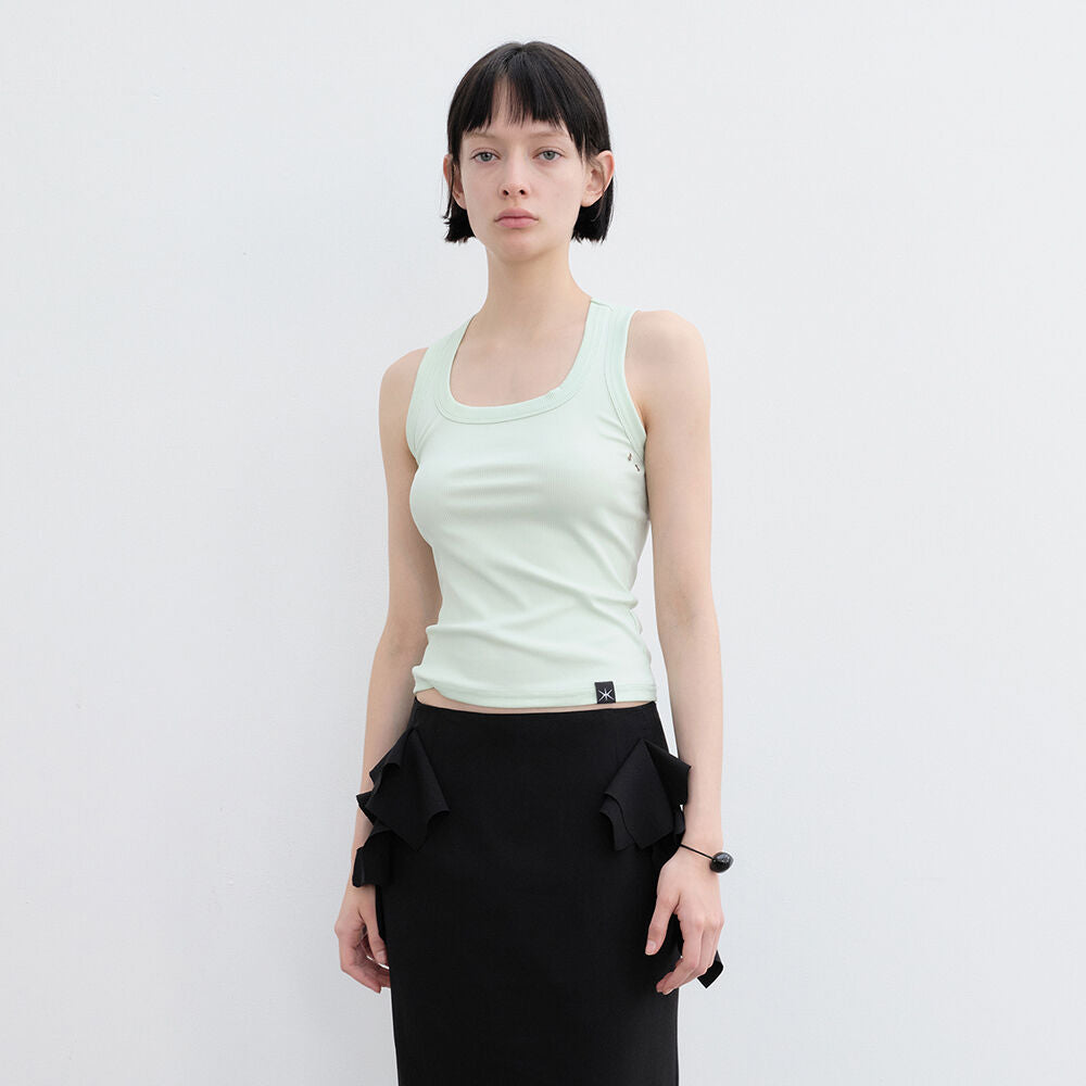 YUNSÉ Basic Eyelet Sleeveless Top (Mint)