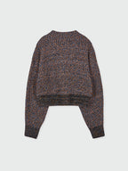 EENK ZABELLE Mockneck Textured Knit Pullover - Orange/Blue Multi