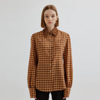EENK TAPE Check Shirt with smocked collars - Brown Check