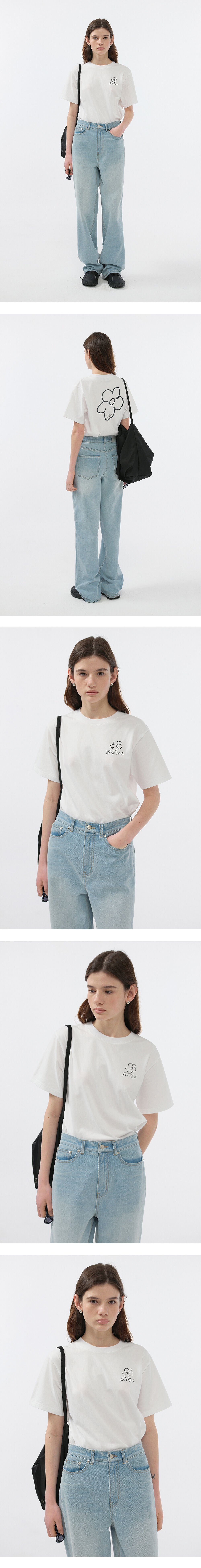 DUNST UNISEX DRAWING BLOOM LOGO T-SHIRT OFF WHITE_UDTS5B130OW