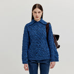 EENK EENK XOEBE Cable Knit Collared Turtleneck - Navy
