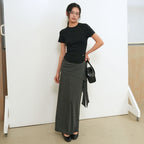GENERAL IDEA WOMAN Acetate Round Neck T-Shirt [BLACK] / GF2LTS509