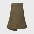 YCH UNBALANCE MIDI SKIRT BROWN (W24SK6101BR)
