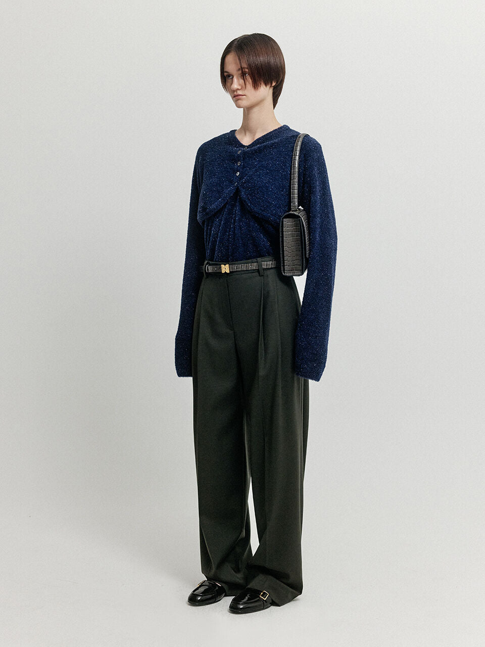 EENK EENK XOLO Bolero Layered Knit Top - Navy