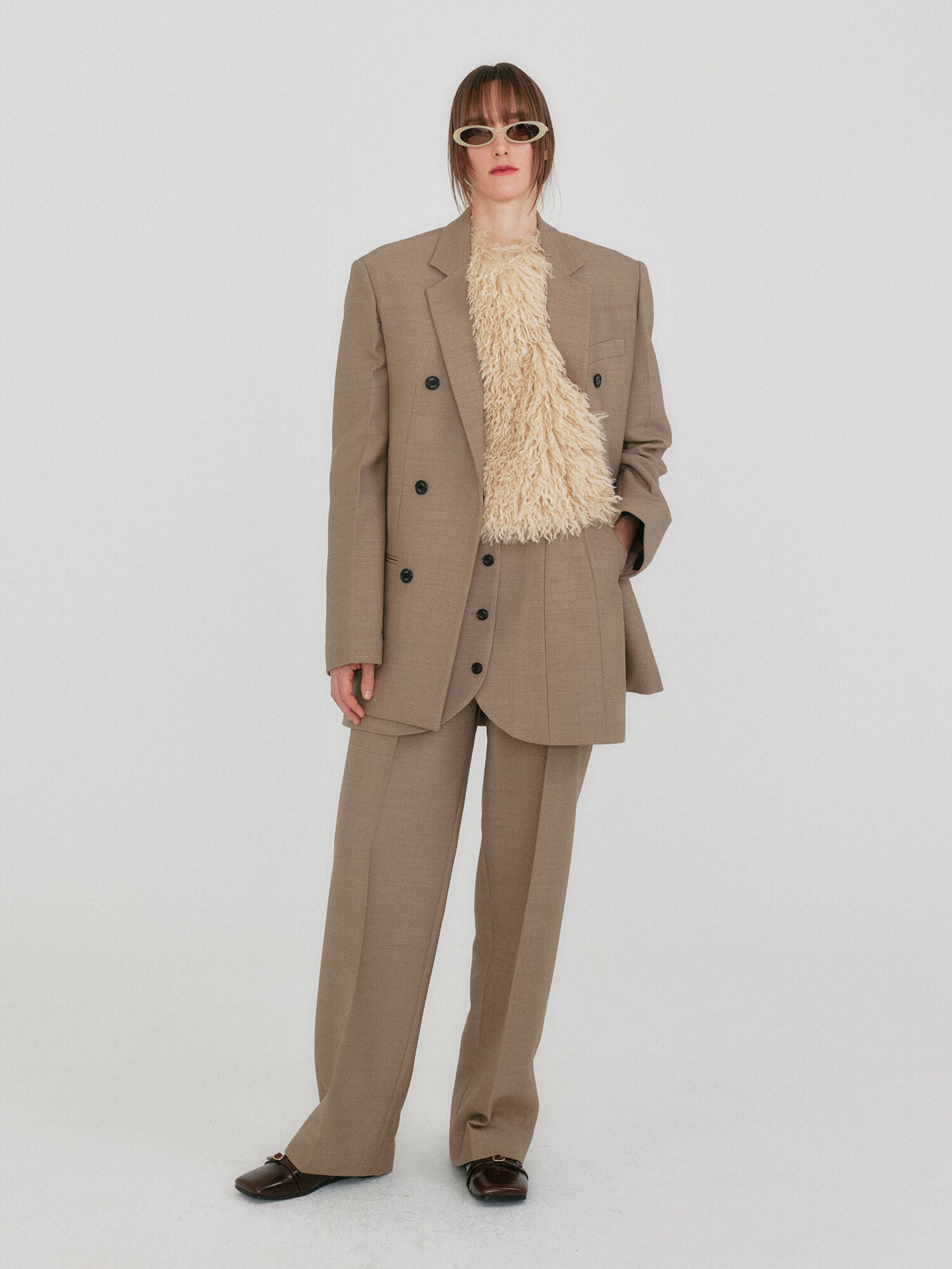 EENK ZELL Single-Breasted Blazer - Beige