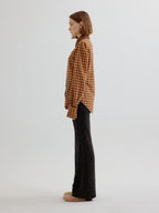 EENK TAPE Check Shirt with smocked collars - Brown Check