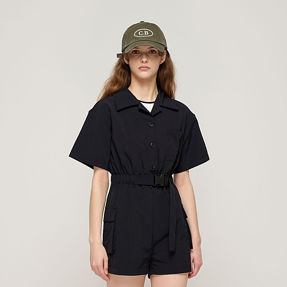 CARGOBROS CARGOBROS Buckle Cargo Shorts Jumpsuit (Black)