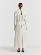 EENK YALE Peaked lapel Tailored Long Coat - Ivory