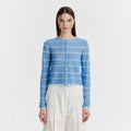 EENK YOZO Jacquard Stripe Knit Cardigan - Sky Blue
