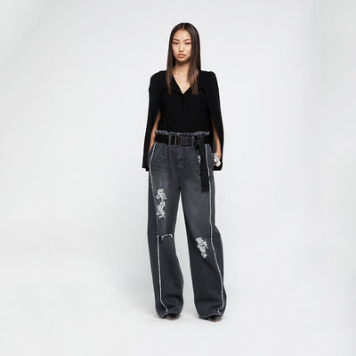 BELTED DESTROYED DENIM GREY (R25DB8021GY)