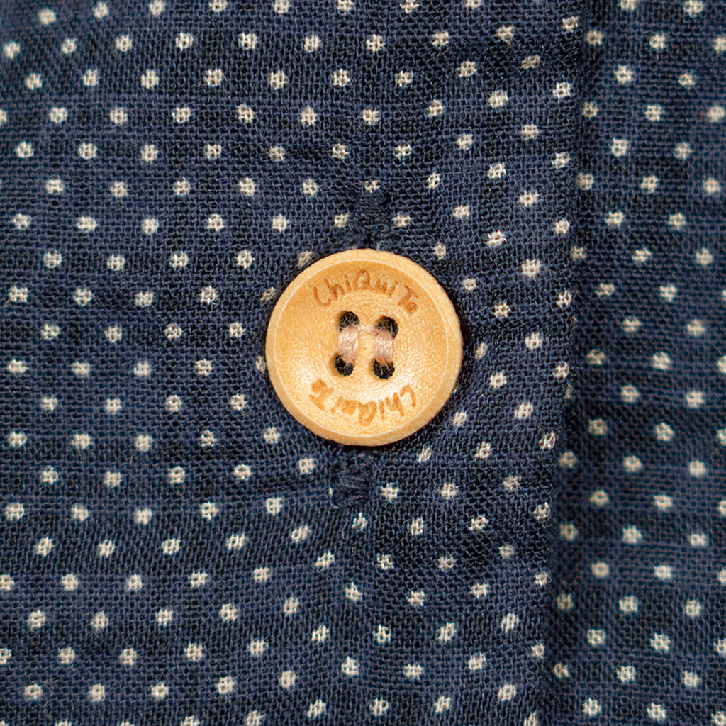 CHIQUITA 16th_Summer Dot Shirring Shirt Navy 232303ONV (domestic production)