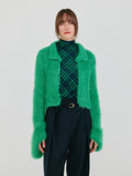EENK ZIGGY Textured Collar Knit Cardigan - Green