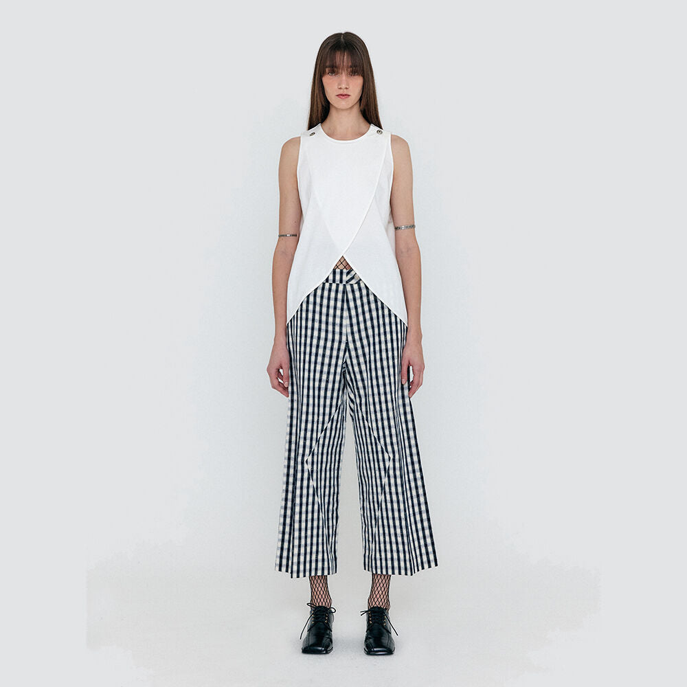 EENK EENK Pants Ankle-Length - Ivory/Navy Check
