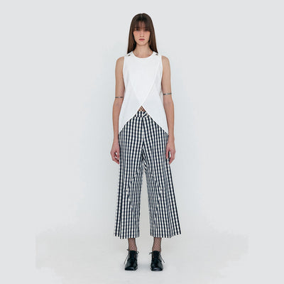 EENK Pants Ankle-Length - Ivory/Navy Check