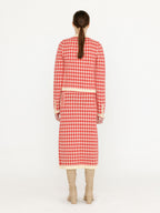 EENK EENK VINK Gingham Check Knit Shirt - Red/Ivory