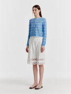 EENK YOZO Jacquard Stripe Knit Cardigan - Sky Blue