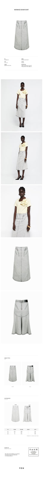 YCH MERMAID DENIM SKIRT GREY (R25DB8041GY)