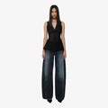 YCH HIGH-WAIST WIDE JEANS BLACK (F24DB7051BK)