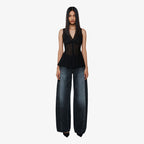 YCH HIGH-WAIST WIDE JEANS BLACK (F24DB7051BK)