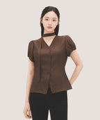 ROEM V-neck tie blouse RMBLG37RT4