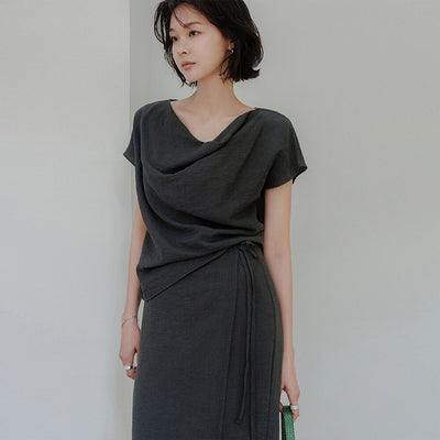 Linen blend wave blouse