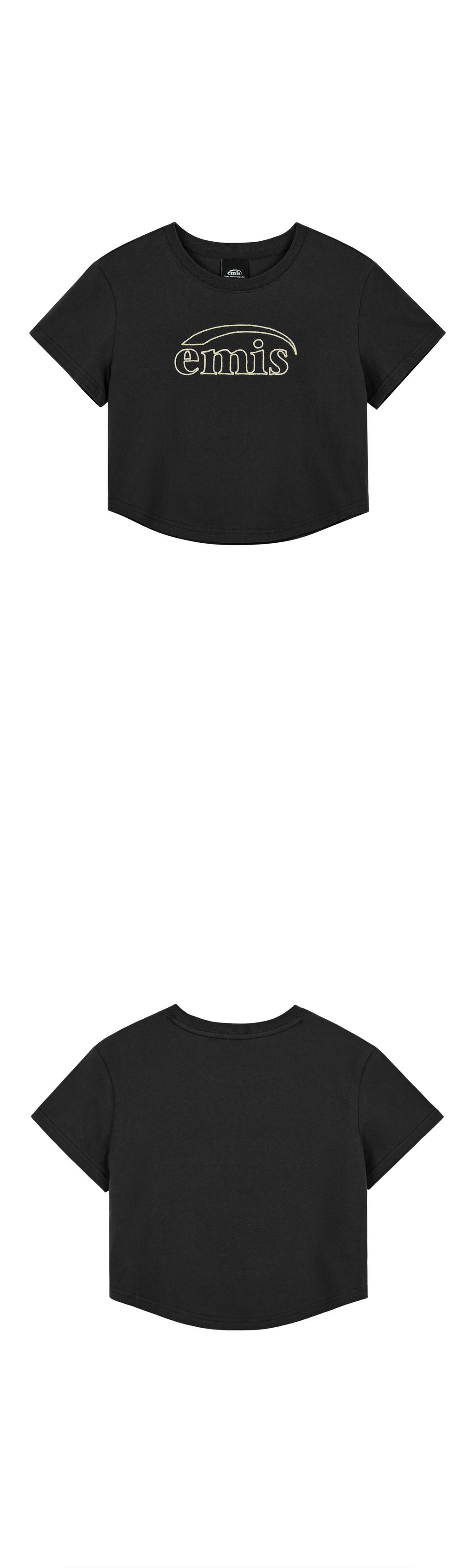 EMIS CHAIN STITCH T-SHIRT-CHARCOAL/CREAM