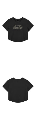 EMIS CHAIN STITCH T-SHIRT-CHARCOAL/CREAM