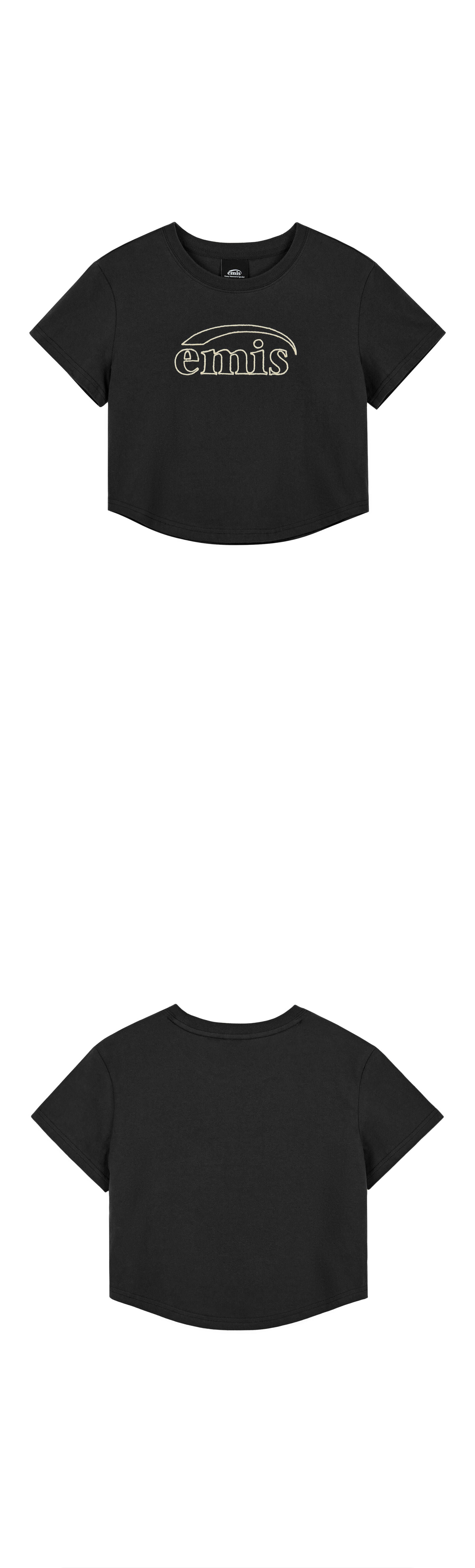 EMIS CHAIN STITCH T-SHIRT-CHARCOAL/CREAM