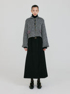EENK ZAZZI Collared Knit Cardigan - Black/White