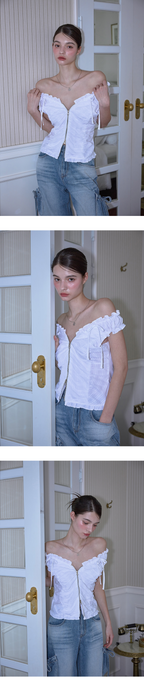 RoséFrantz Two-way Frill Ribbon Sleeveless [White]