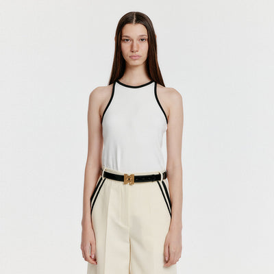 YOUE Contrast Halter Top - White