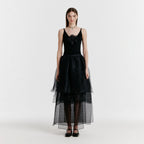 EENK YET Triple Layered Long Skirt - Black