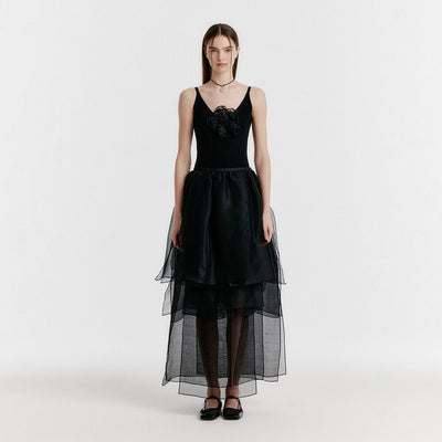 YET Triple Layered Long Skirt - Black