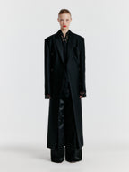 EENK YALE Peaked lapel Tailored Long Coat - Black