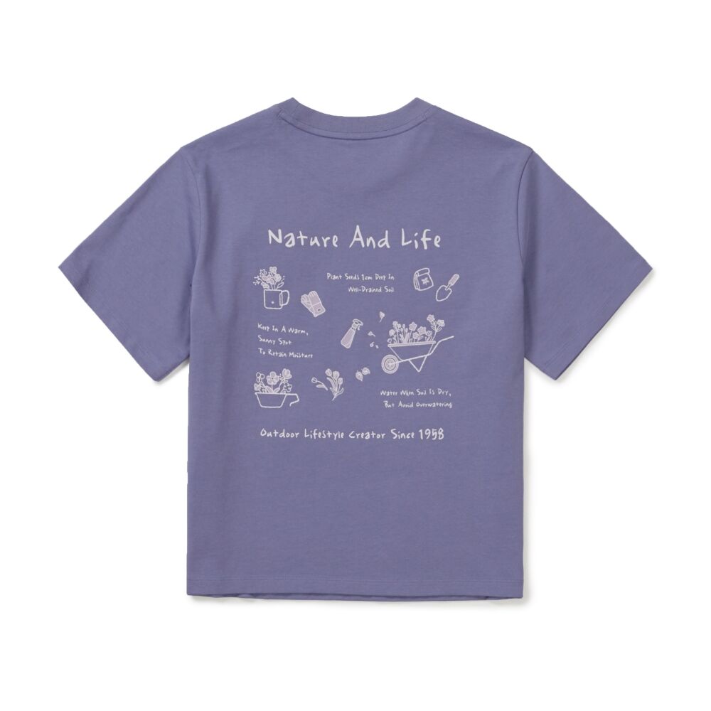 SNOWPEAK APPAREL Aerocool Women's Gardening Graphic Short Sleeve T-Shirt Ash Purple (S26MWFTS23)
