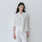 Le' Studio TIE RIBBON SHORT-SLEEVED BLOUSE (IV)
