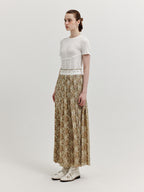 EENK EENK XOVEL Pleated Maxi Skirt - Beige Multi