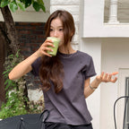 ATCORNER Twist Roll-Up Half Sleeve T-Shirt Charcoal AT6TSB035CC