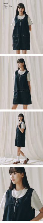 UNIVERSALOVERALL UNIVERSALOVERALL Utility Pocket Overall Skirt Navy