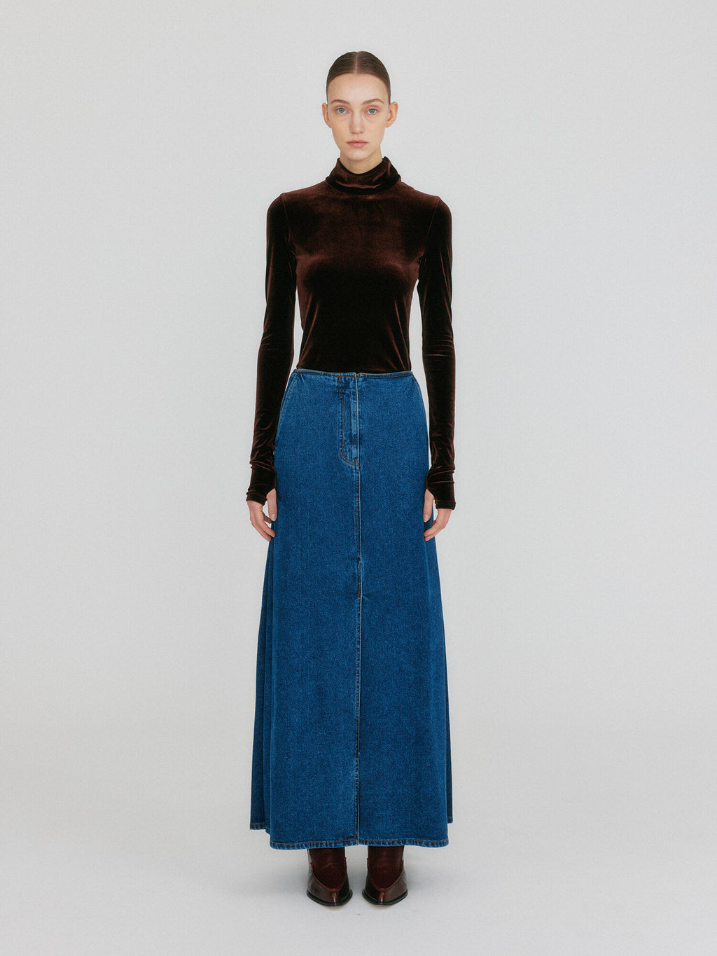 EENK ZOAN Straight Denim Skirt - Blue