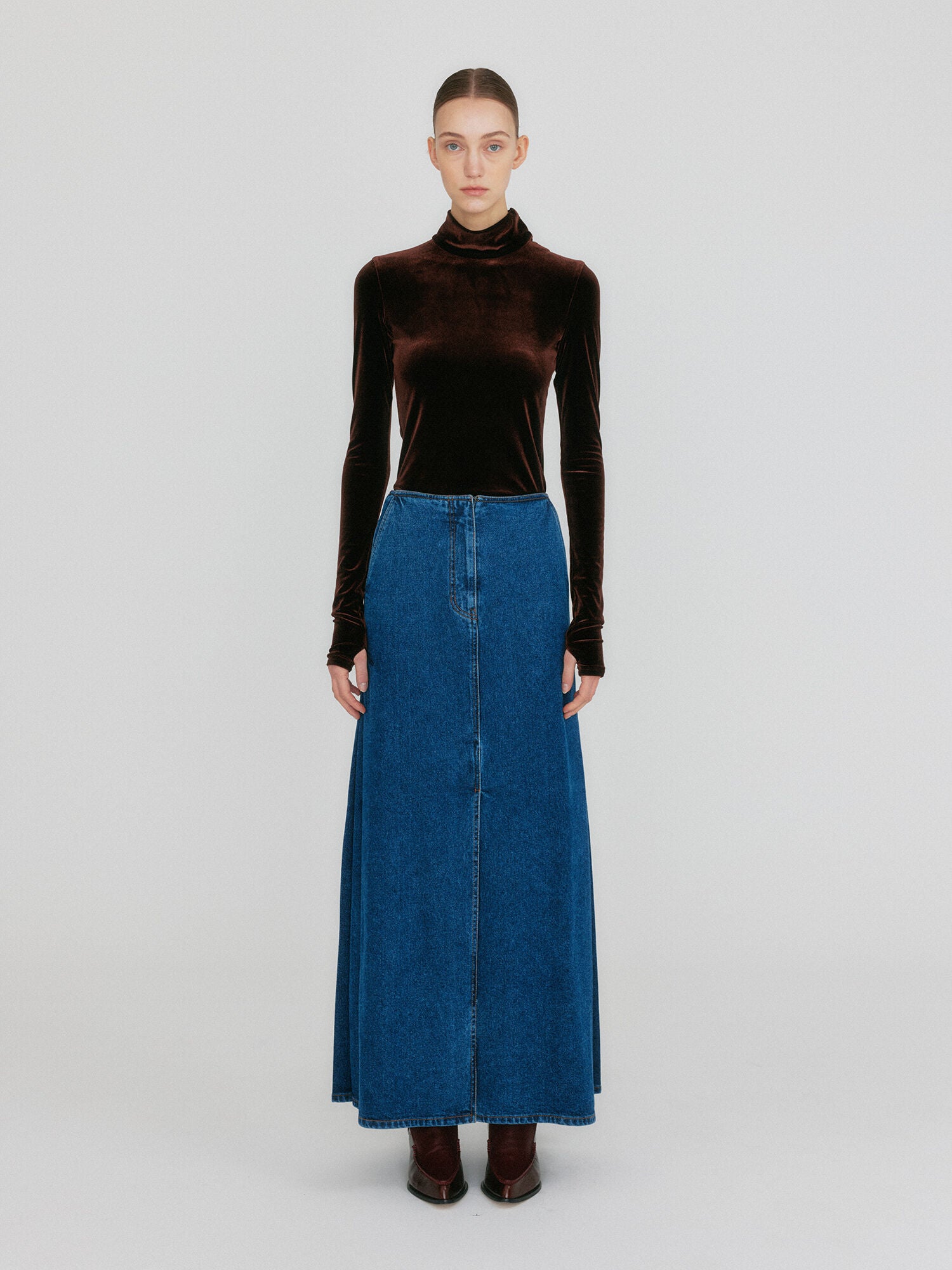 EENK ZOAN Straight Denim Skirt - Blue