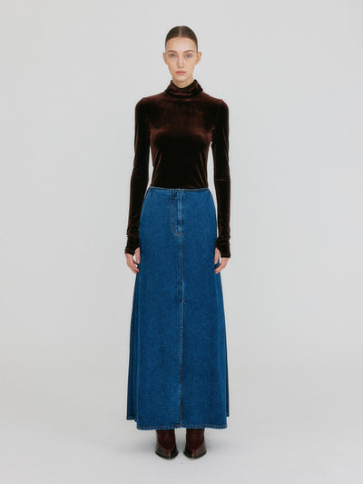 ZOAN Straight Denim Skirt - Blue