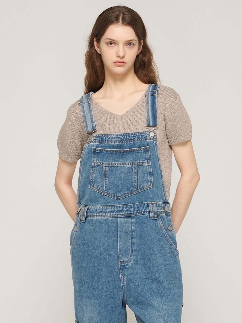 CARGOBROS CARGOBROS Denim Cargo Overall Pants (Medium Blue)