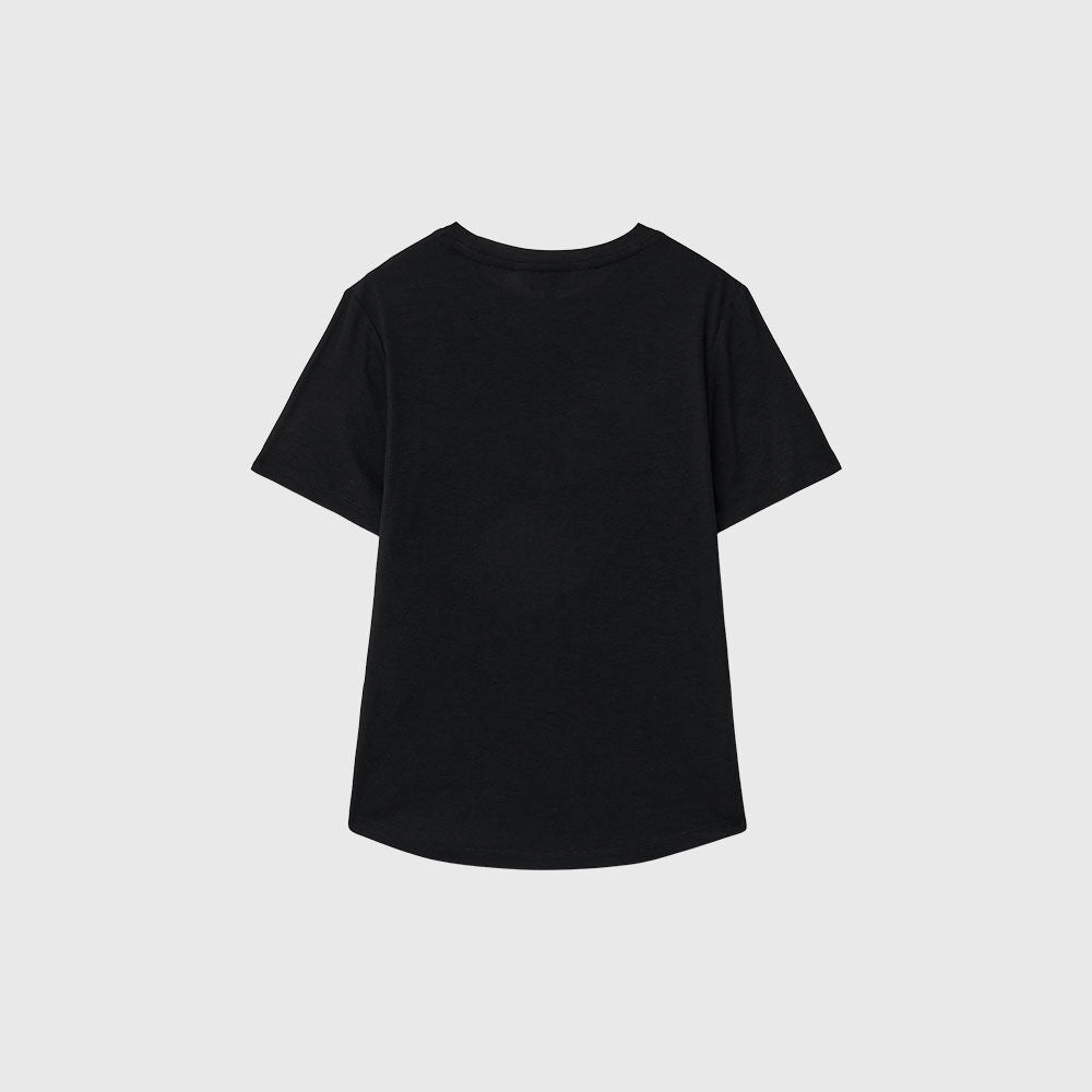 GENERAL IDEA WOMAN Acetate Round Neck T-Shirt [BLACK] / GF2LTS509
